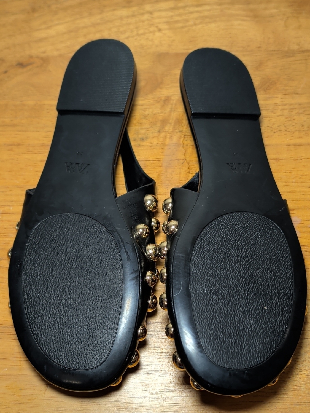 Zara Black Slingback Ballet Flats with Gold Stud Embellishments Women's Size 6.5 - Picture 5 of 6